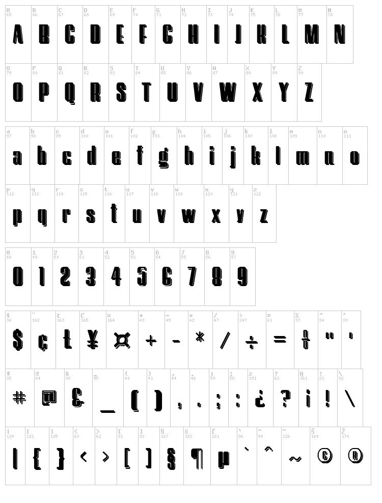 Hostil font map
